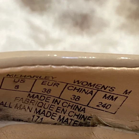 Marc Fisher Nude Patent Leather Peep Toe Wedge
Sandal, Size 8 - Picture 8 of 10